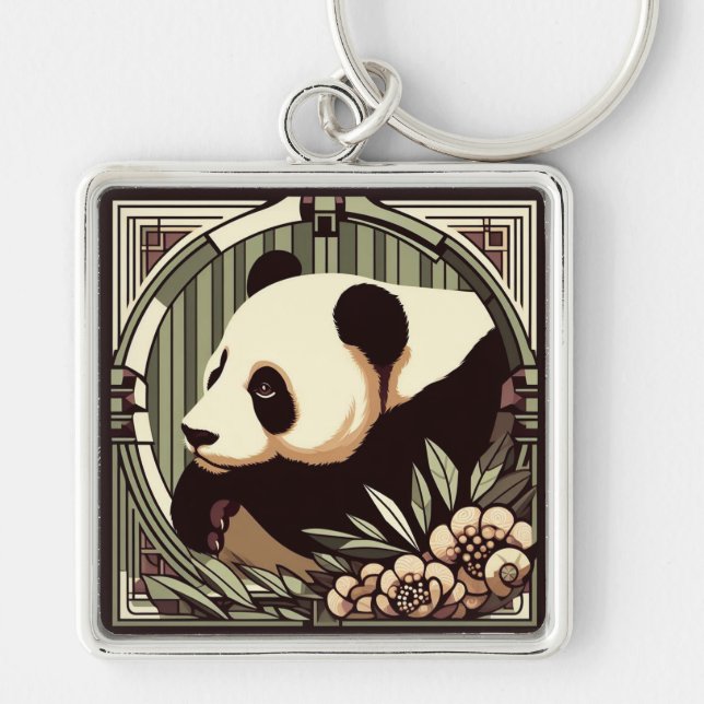 Chaveiro Pingente de Urso Panda Art Déco (Frente)