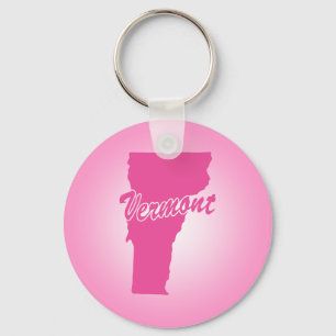 Chaveiro Pingente do Estado de Vermont Cor-de-Rosa