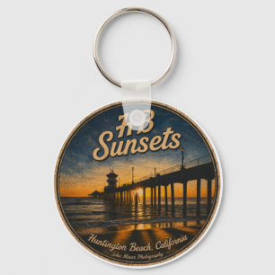 Chaveiro Pingente do pôr do sol do Pier de Huntington Beach