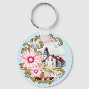 Chaveiro Pingente Farol Pink Daisy