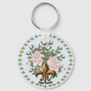 Chaveiro Pingente Fleur De Lis Rosas