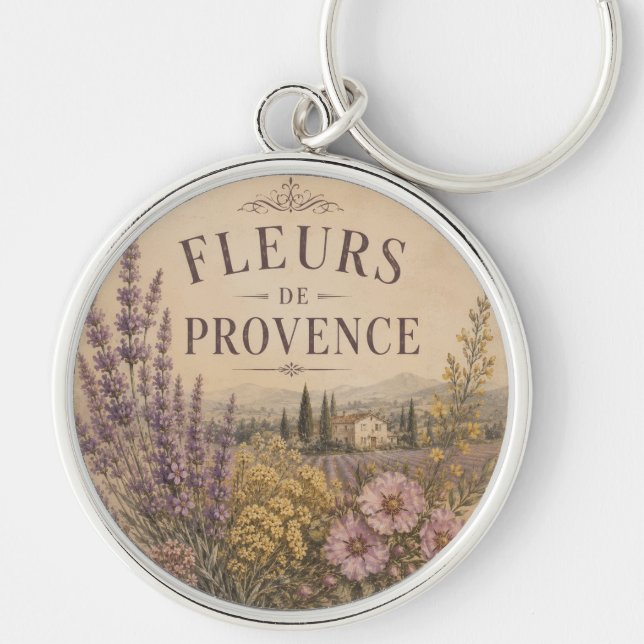 Chaveiro pingente flores de provence (Frente)