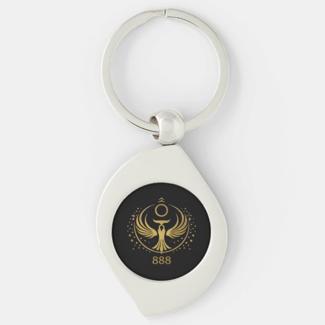 Chaveiro Pingente Gold Phoenix 888 | Sigilo Símbolo Espirit (Frente)