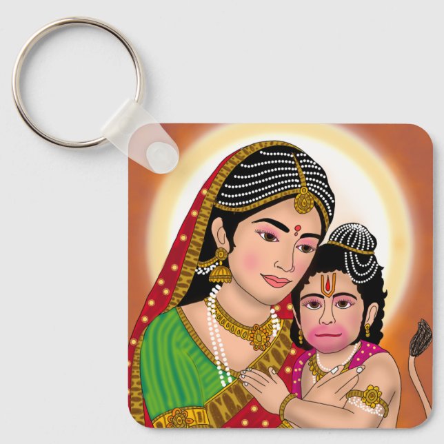 Chaveiro Pingente Hanuman & Anjana Mata (Frente)