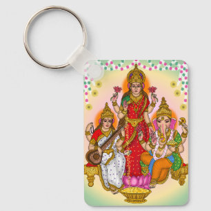 Chaveiro Pingente Lakshmi Saraswati Ganesha