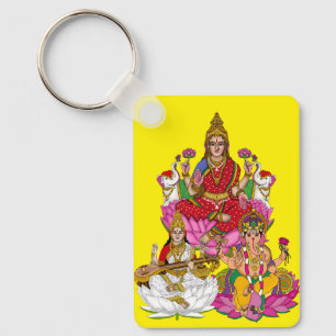 Chaveiro Pingente Lakshmi Saraswati Ganesha