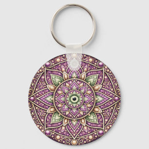 Chaveiro Pingente Mandala Jewel‑Tone – Geométrico Colorido