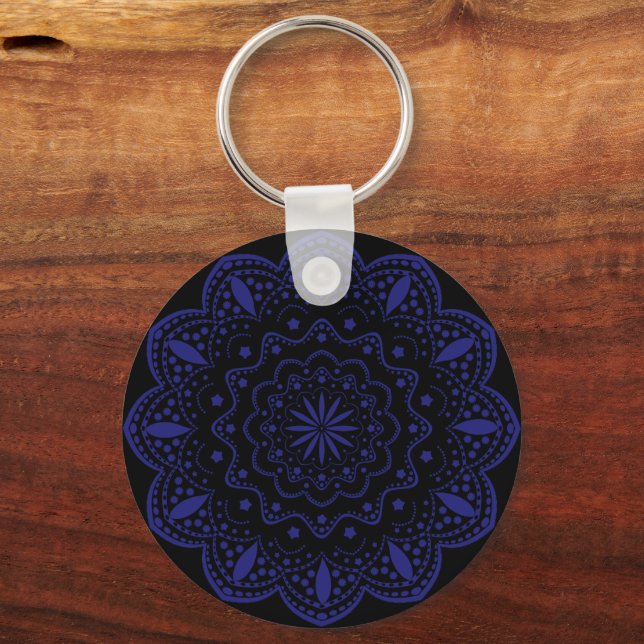 Chaveiro Pingente Mandala Preto e Roxo (Frente)