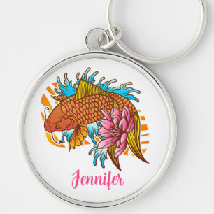 Chaveiro Pingente Personalizado Colorido de Koi Asian Goldf