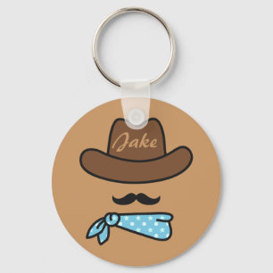 Chaveiro Pingente Personalizado com Ícone de Cowboy Bigode