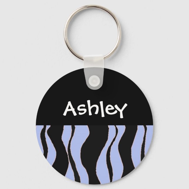 Chaveiro Pingente Personalizado com Listras de Zebra Preto  (Frente)