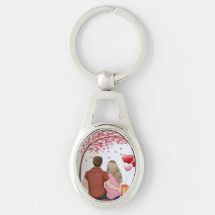 Chaveiro Pingente Personalizado de Casal Romântico sob a Ár