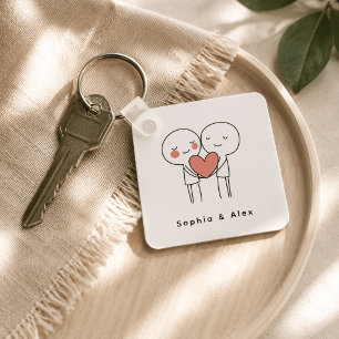 Chaveiro Pingente Personalizado de Coração para Casais no D