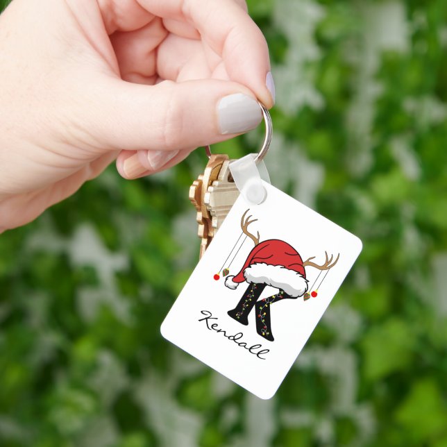 Chaveiro Pingente personalizado de Natal com monograma em q (Mão)