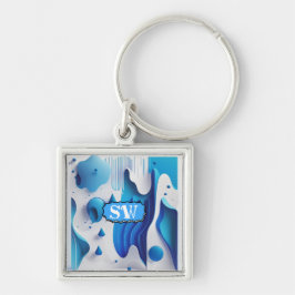 Chaveiro Pingente Personalizado Quadrado Fragmento Azure