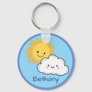 Chaveiro Pingente Personalizado Sol e Nuvem Kawaii Feliz
