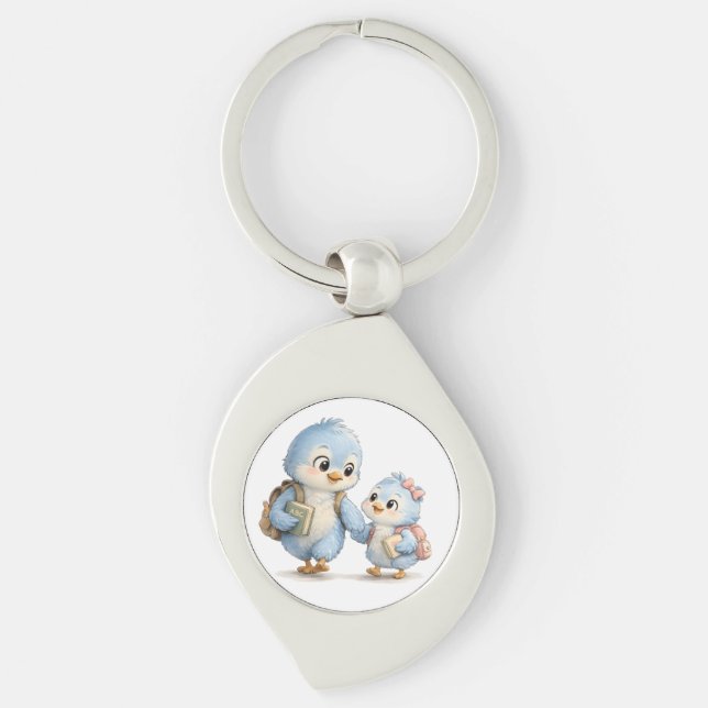Chaveiro Pingente Premium Pássaros Azuis Pequenos (Frente)