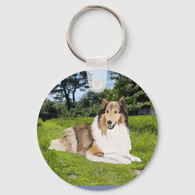 Chaveiro Pingente Rough Collie (Frente)