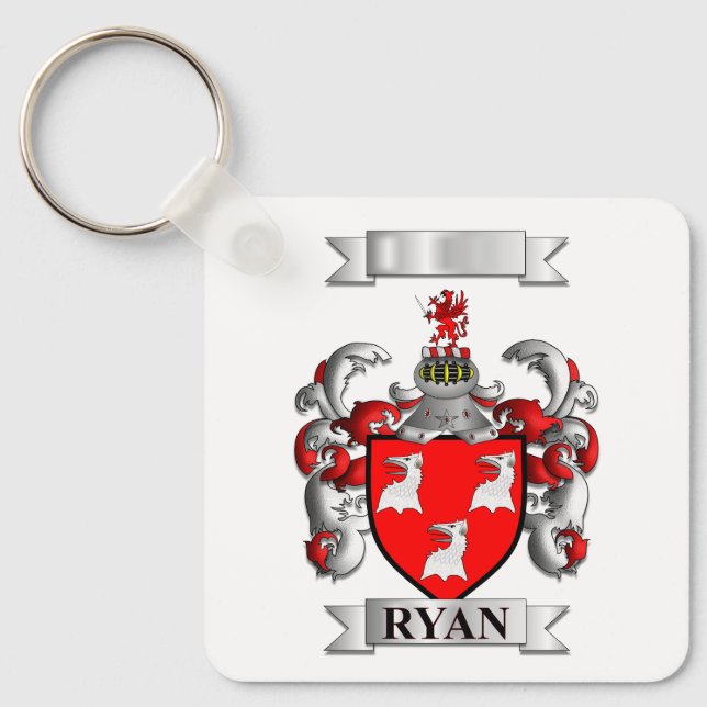 Chaveiro Pingente Ryan Sobrenome e Escudo (Frente)