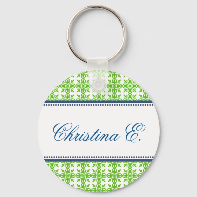 Chaveiro Pingente verde naval com nome personalizado para d (Frente)