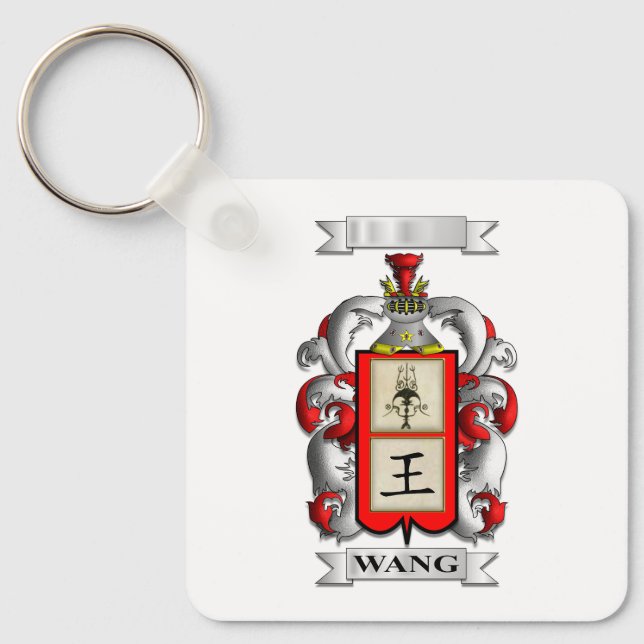 Chaveiro Pingente Wang Sobrenome e Escudo (Frente)