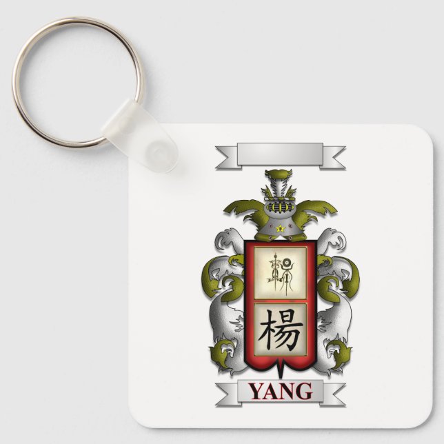 Chaveiro Pingente Yang Sobrenome e Escudo (Frente)