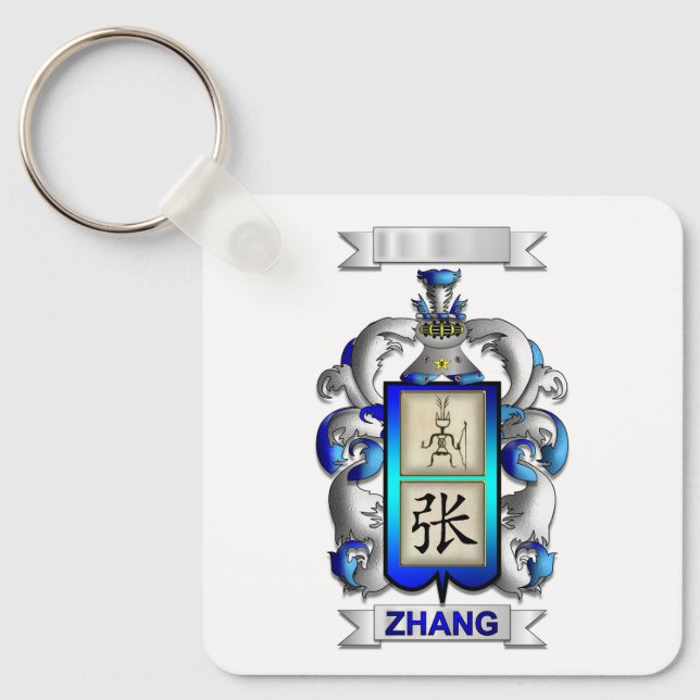 Chaveiro Pingente Zhang Sobrenome e Escudo (Frente)