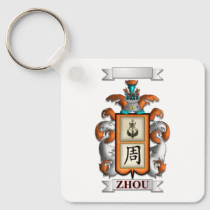 Chaveiro Pingente Zhou Sobrenome e Escudo