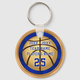 Chaveiro Pingentes de Basquete Azul e Dourado com SEU TEXTO