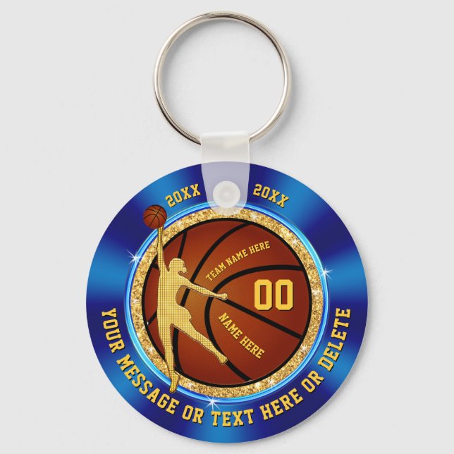 Chaveiro Pingentes de Basquete Baratos Blue e Gold para Men (Frente)