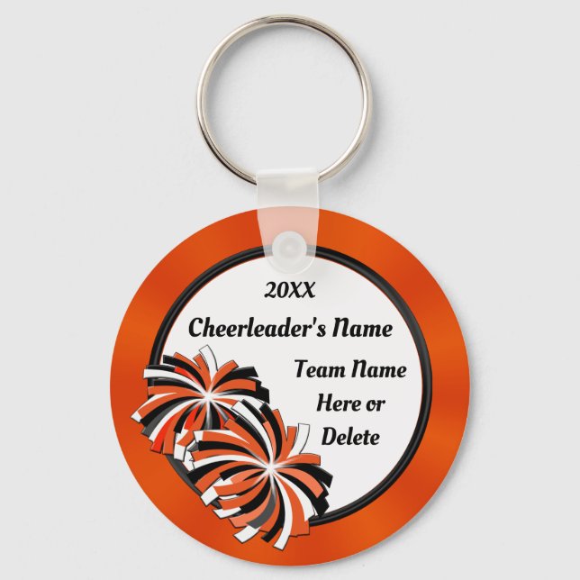 Chaveiro Pingentes Personalizados de Cheer em Laranja e Pre (Frente)