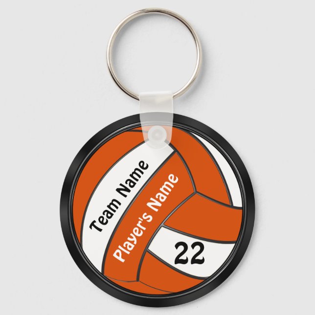 Chaveiro Pingentes Personalizados de Vôlei Preto e Laranja (Frente)
