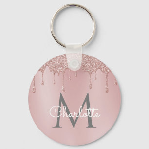 Chaveiro Pingo de Brilho Monograma Elegante Script Chic
