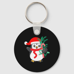 Chaveiro Pinguim Bonito Segurando Um Animal De Natal Candi