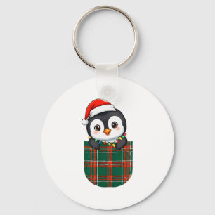 Chaveiro Pinguim Búfalo Xadrez Verde Vermelho Branco Bolso