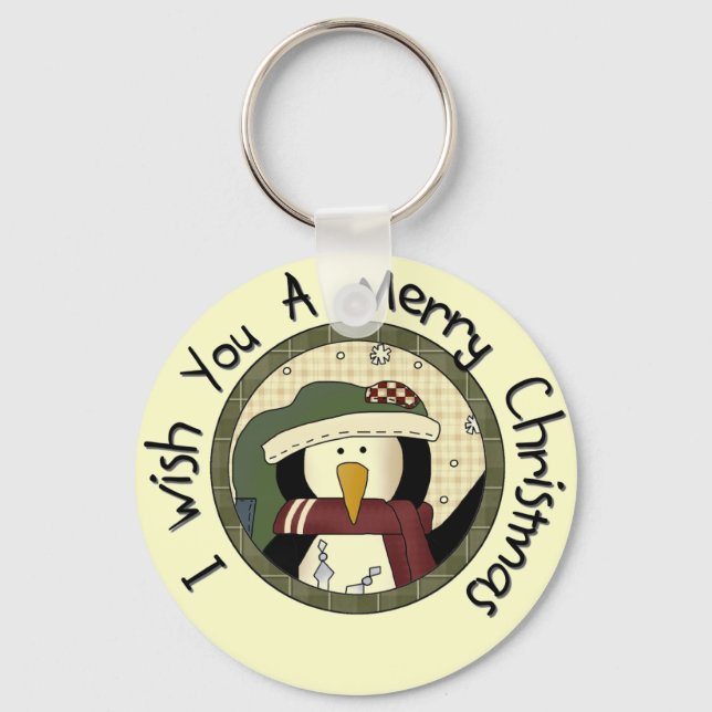 Chaveiro Pinguim Camisas de Natal Feliz e Presentes (Frente)