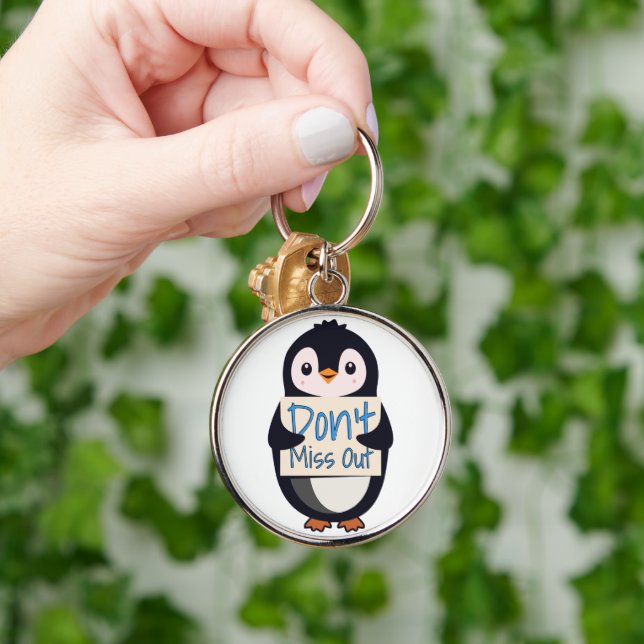Chaveiro Pinguim com Placa Motivacional - Não Perca (Mão)