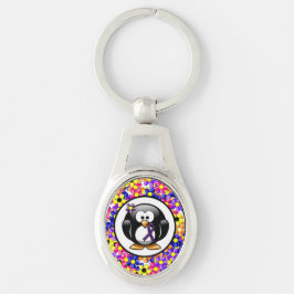 Chaveiro Pinguim da Faixa de Sensibilização Roxo
