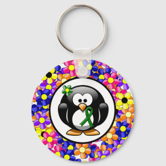 Chaveiro Pinguim de Fita de Consciência Verde
