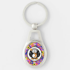 Chaveiro Pinguim de fita de sensibilização laranja