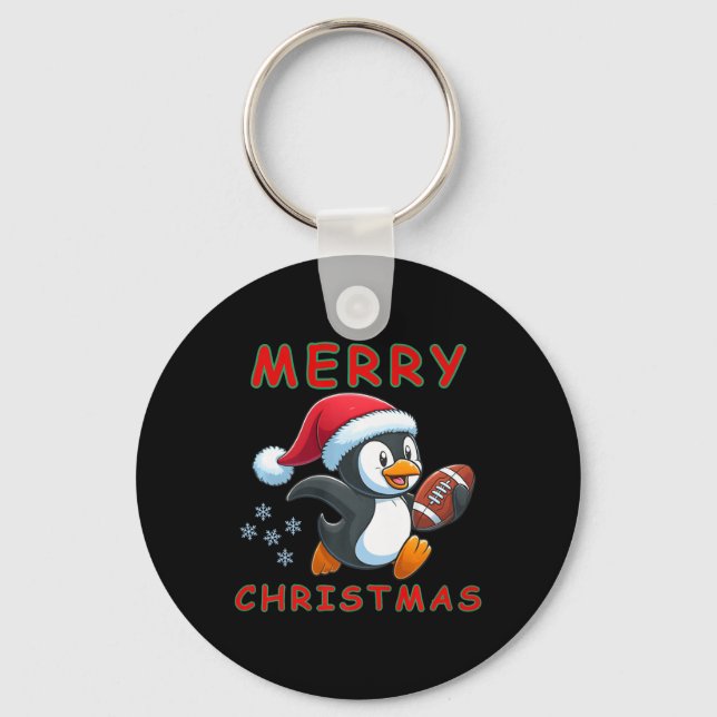 Chaveiro Pinguim de Futebol de Natal bonito (Frente)