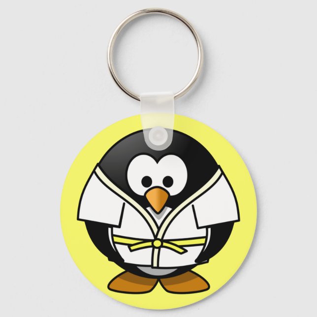 Chaveiro Pinguim de judô animado bonito (Frente)