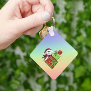 Chaveiro Pinguim de Natal com presentes - Decoração Festiva