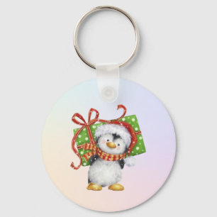 Chaveiro Pinguim de Natal Festivo com Presente - Deco de Fé