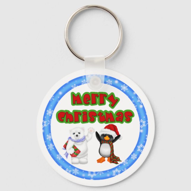Chaveiro Pinguim e Ursos Desejo de Natal (Frente)