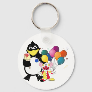 Chaveiro Pinguim engraçado e desenho de palhaços