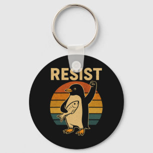 Chaveiro Pinguim Engraçado Resiste Pinguins em Protesto Con