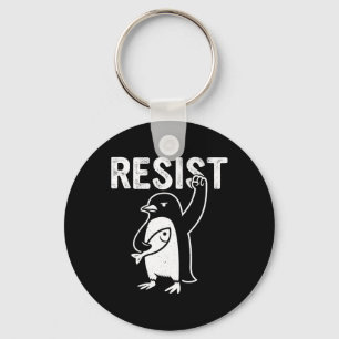Chaveiro Pinguim Engraçado Resiste Pinguins em Protesto Con