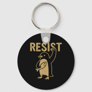 Chaveiro Pinguim Engraçado Resiste Pinguins em Protesto Con