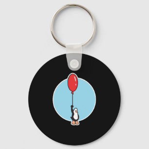 Chaveiro pinguim fofo com balão